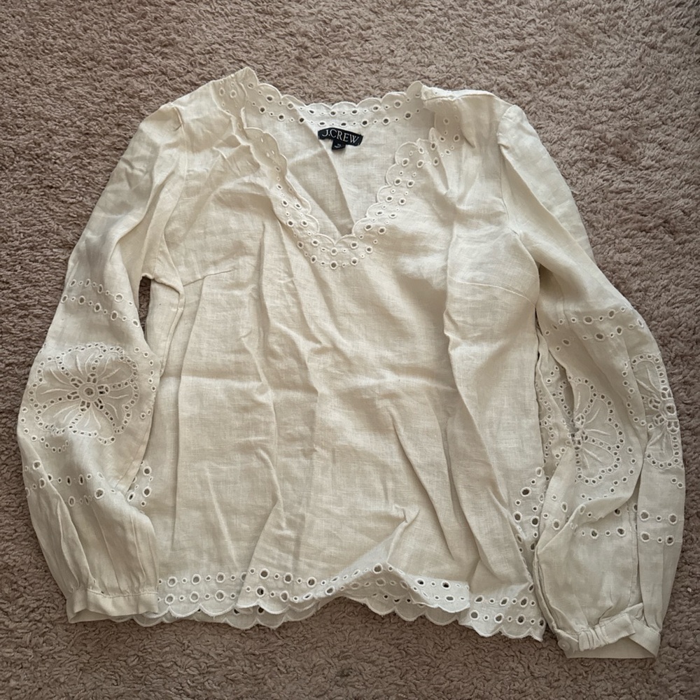 J. Crew Women's Cream Eyelet Blouse
